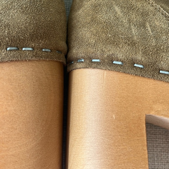 Swedish Hasbeens NWT Tan Suede Sophisticated Jodhpur Booties Clog Boot FUN!!! 🌈 - Picture 10 of 12